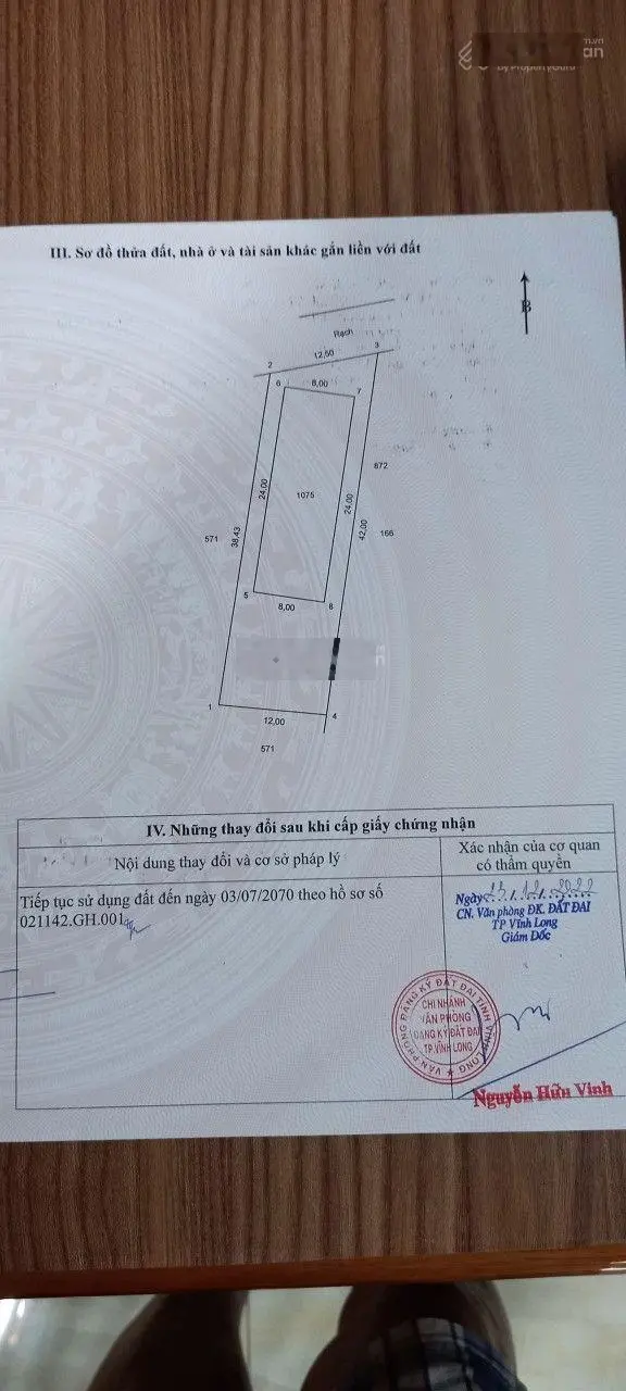 Cần bán đất giá 4,8 tỷ VND tại Đinh Tiên Hoàng, Vĩnh Long