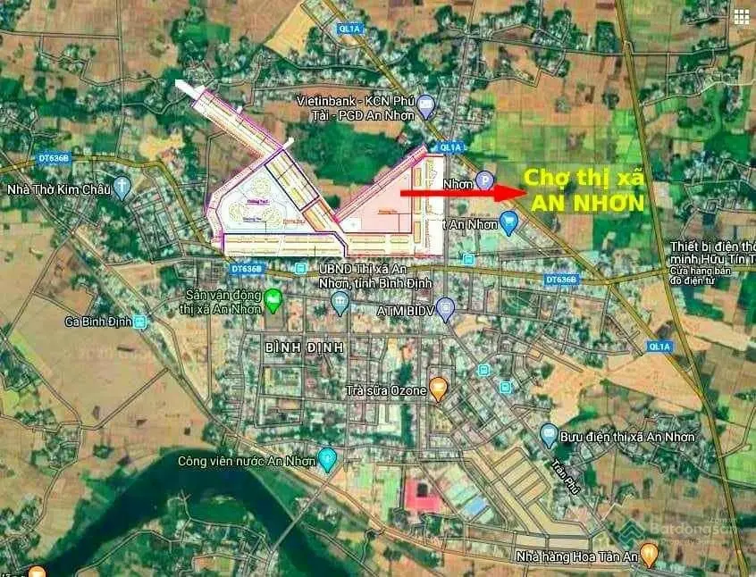 Bán đất sổ hồng riêng 100m2 mặt chợ mới An Nhơn, giá chỉ 19.5 triệu/m2
