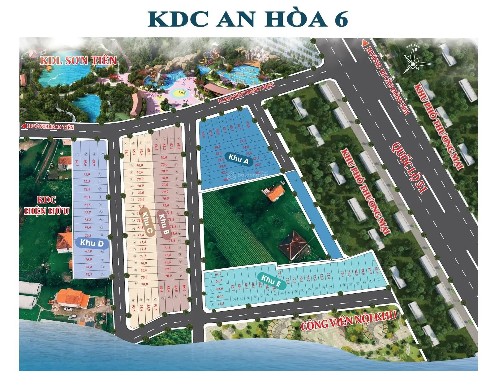 Đất nền full thổ cư Sơn Tiên View Tp Biên Hoà, sổ sẵn xây tự do cực hiếm cách QL51 1.8km