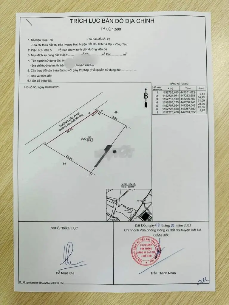 BÁN ĐẤT TT PHƯỚC HẢI NGANG 32M MẶT TIỀN ĐƯỜNG GIÁ 3,7 TỶ