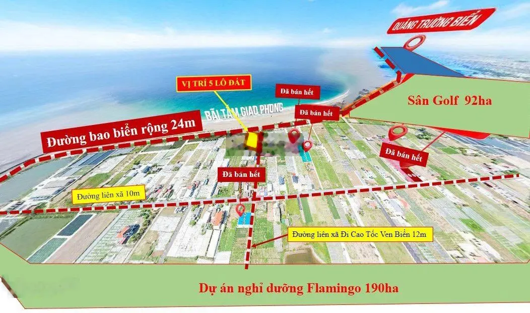Đất mặt biển giáp Flamingo sổ đỏ full thổ cư chỉ 1.1 tỷ/lô 90m2, còn 3 lô thôi