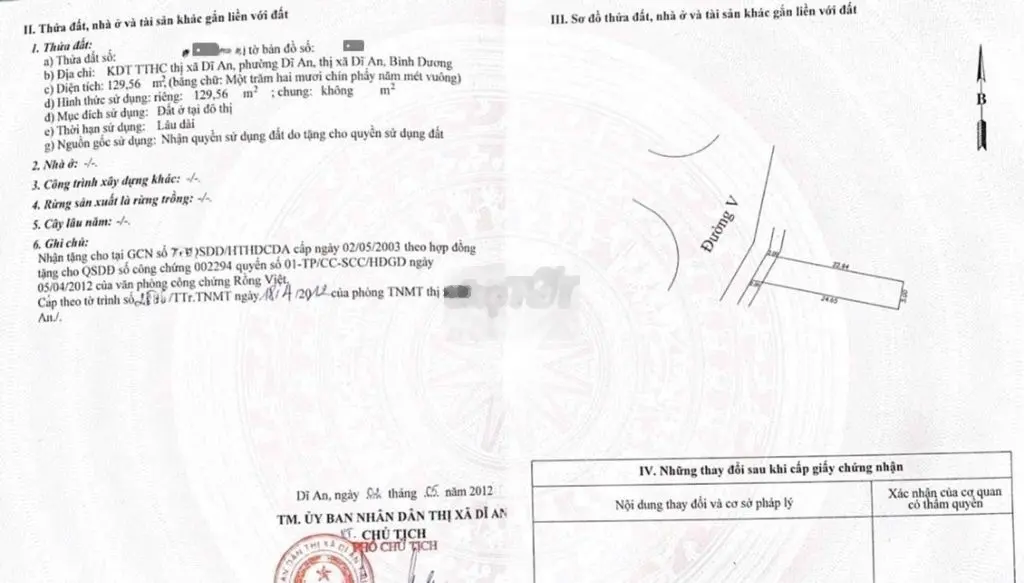 Đất Mặt Tiền Kinh Doanh, Khu Hành Chính Dĩ An