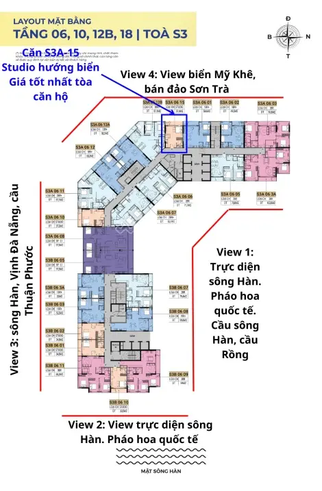 Căn hộ 3 PN view sông Hàn tòa S3 Sun Symphony, chỉ 5.2 tỷ/87m2 (giá full 100%), có hỗ trợ vay NH.