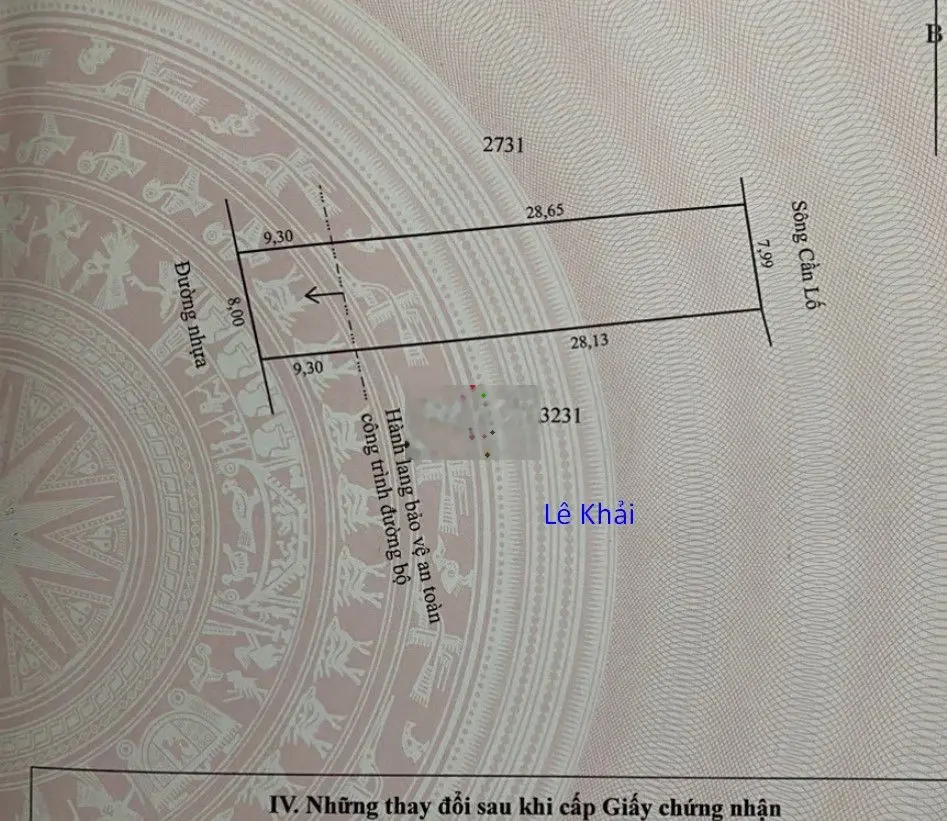 Bán nhà đất: (8m x 37.5m, thổ 100%) Đường nhựa 3.5m, xã Phương Trà