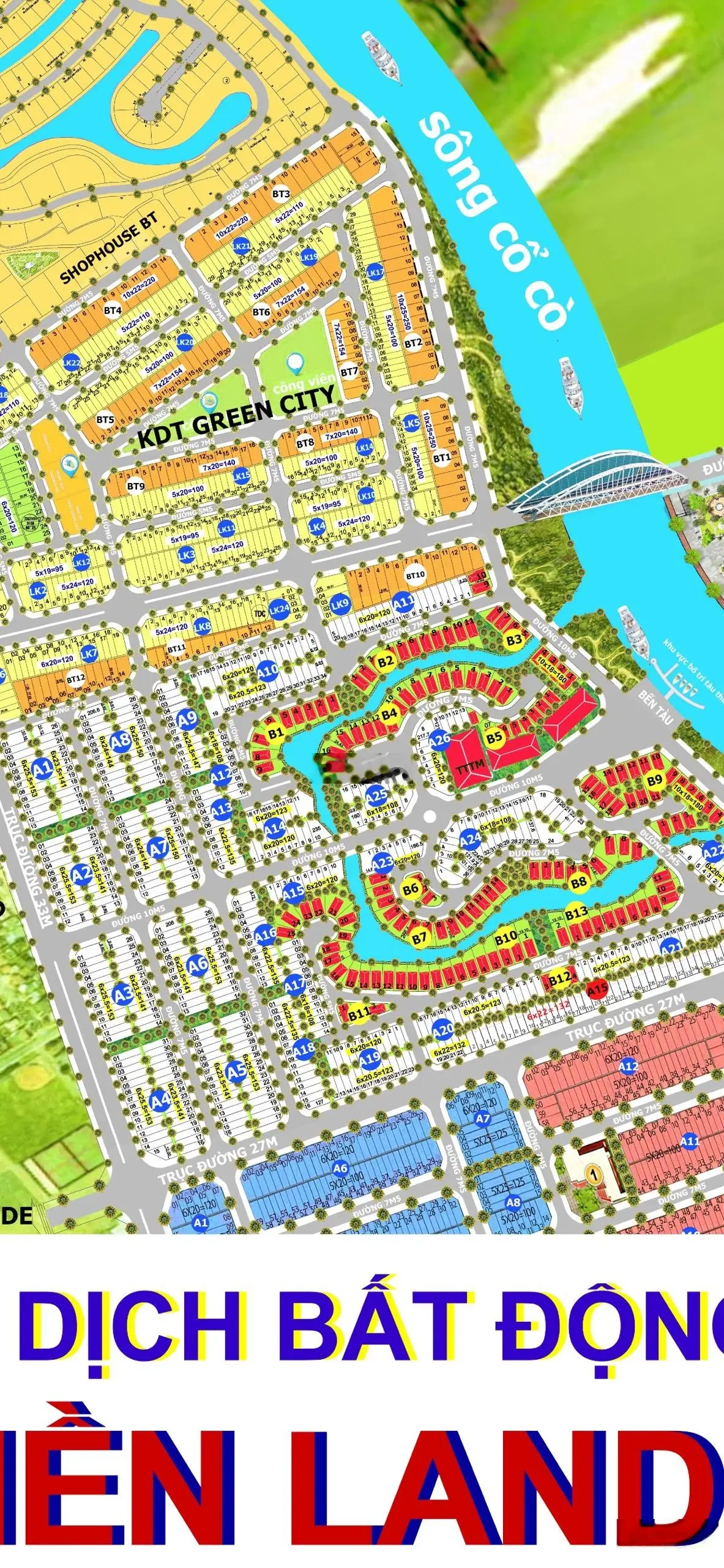 Bán đất nền dự án Sentosa Riverside lô góc 2 mặt tiền cây xanh block A9 đường thông