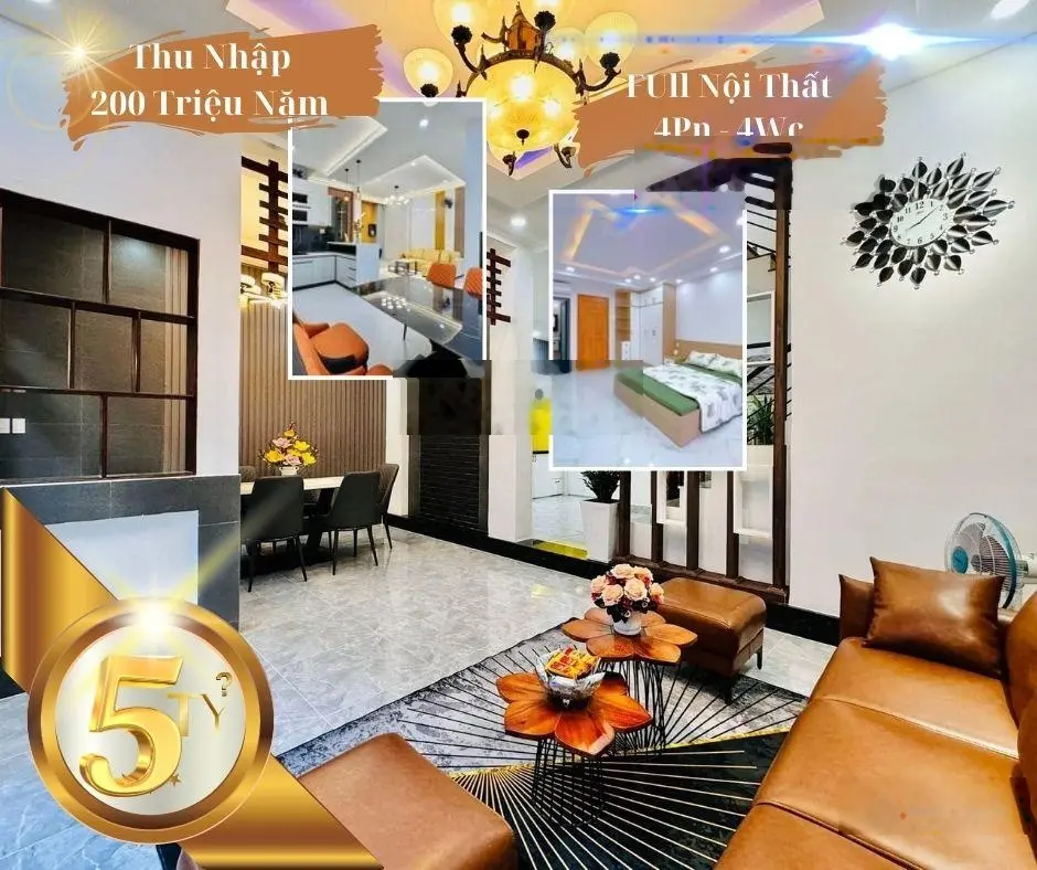 Nhà Sát Vòng Xoay Lăng Cha Cả, 4Pn -4Wc Full NT, 48m2, Doanh Thu 200 Triệu Năm
