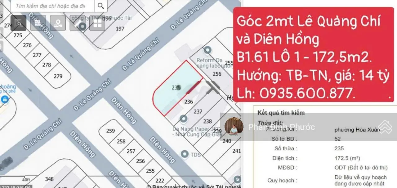 Bán vài lô góc đường lê quảng chí [10m5] tuyến đường sầm uất nhất