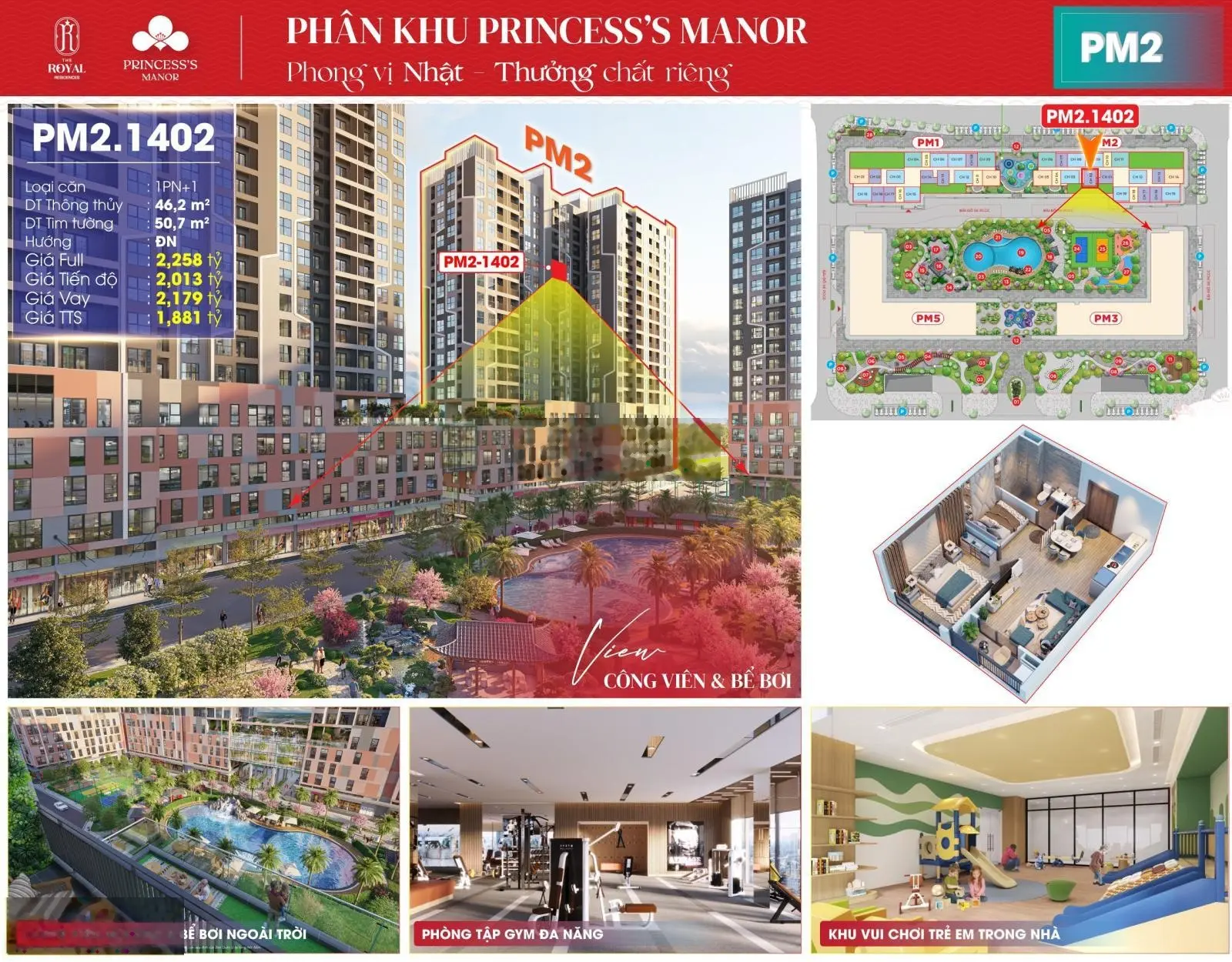 Bán căn hộ 1PN + View bể bơi và hệ thống tiện ích cảnh quan nội khu PM2 Vinhomes Thanh Hóa