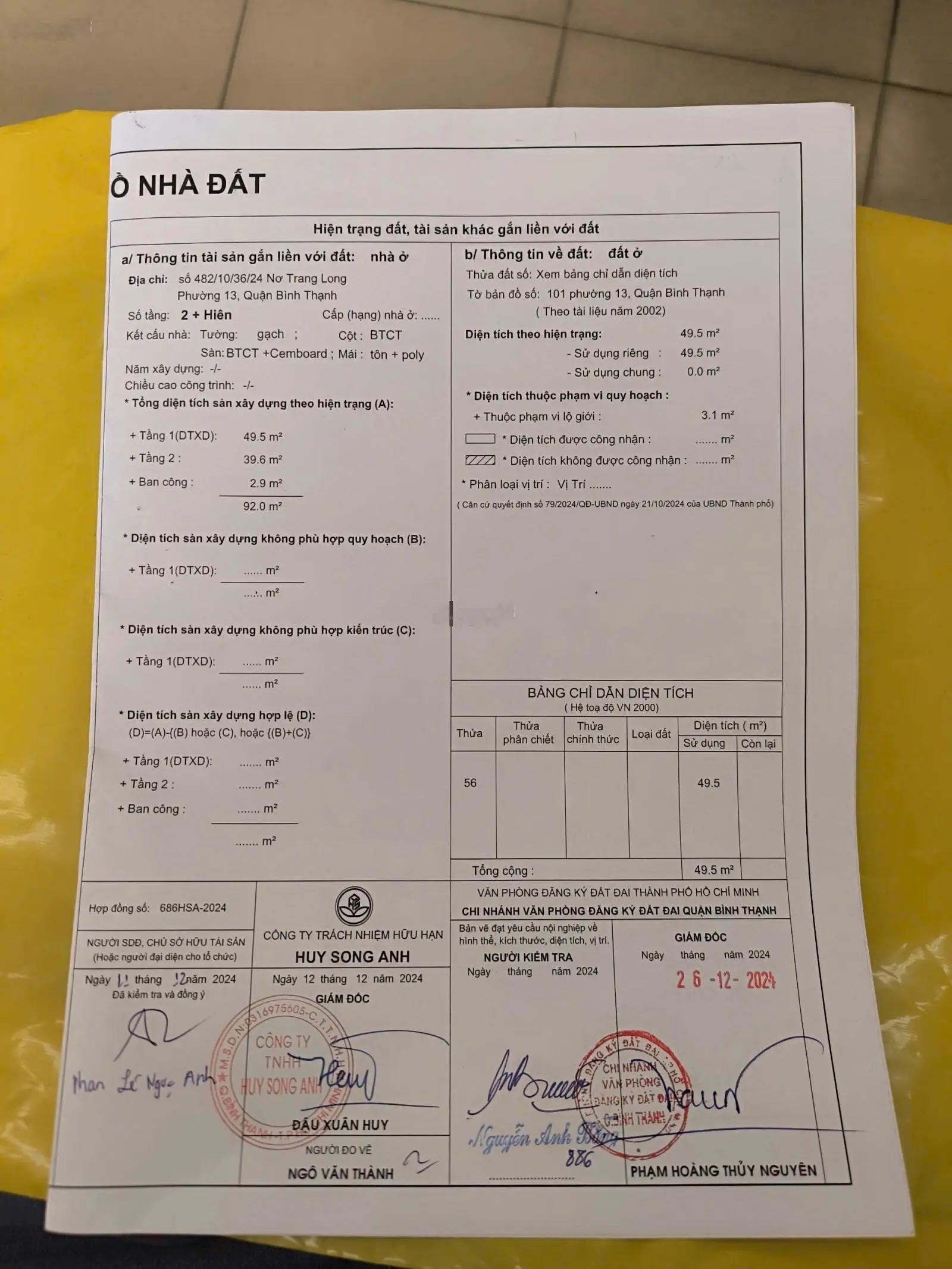 Bán nhà ra mặt tiền Rạch Xuyên Tâm 482/10/36/24 Nơ Trang Long - DTCN 49.5m2 - nhà mới đẹp y hình
