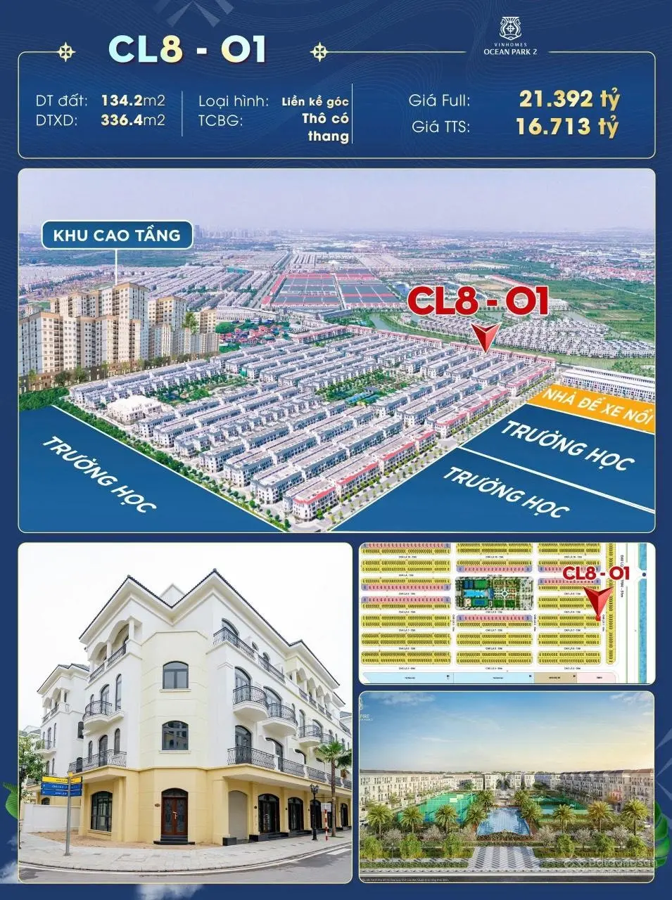 CK 22,5% lô góc view trực diện công viên. Cạnh trường học và bệnh viện 5* gần BT VIP Ngọc Trai