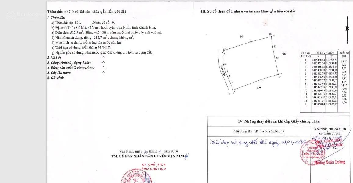 Đất lúa còn lại, QH đất ở, gần biển KTT Vân Phong