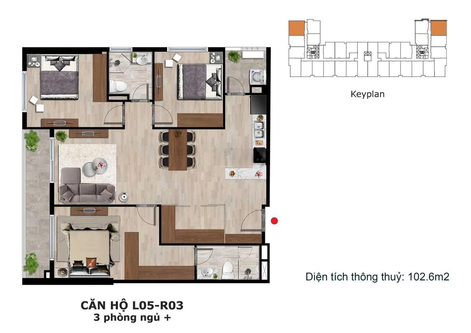 Bán căn góc vip 3 phòng ngủ - view bao trọn Thành Phố