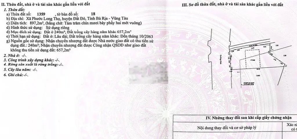 BÁN LÔ GÓC 2MT NHỰA LỚN TL997 NGANG 18M SẴN THỔ CƯ HUYỆN ĐẤT ĐỎ .BRVT