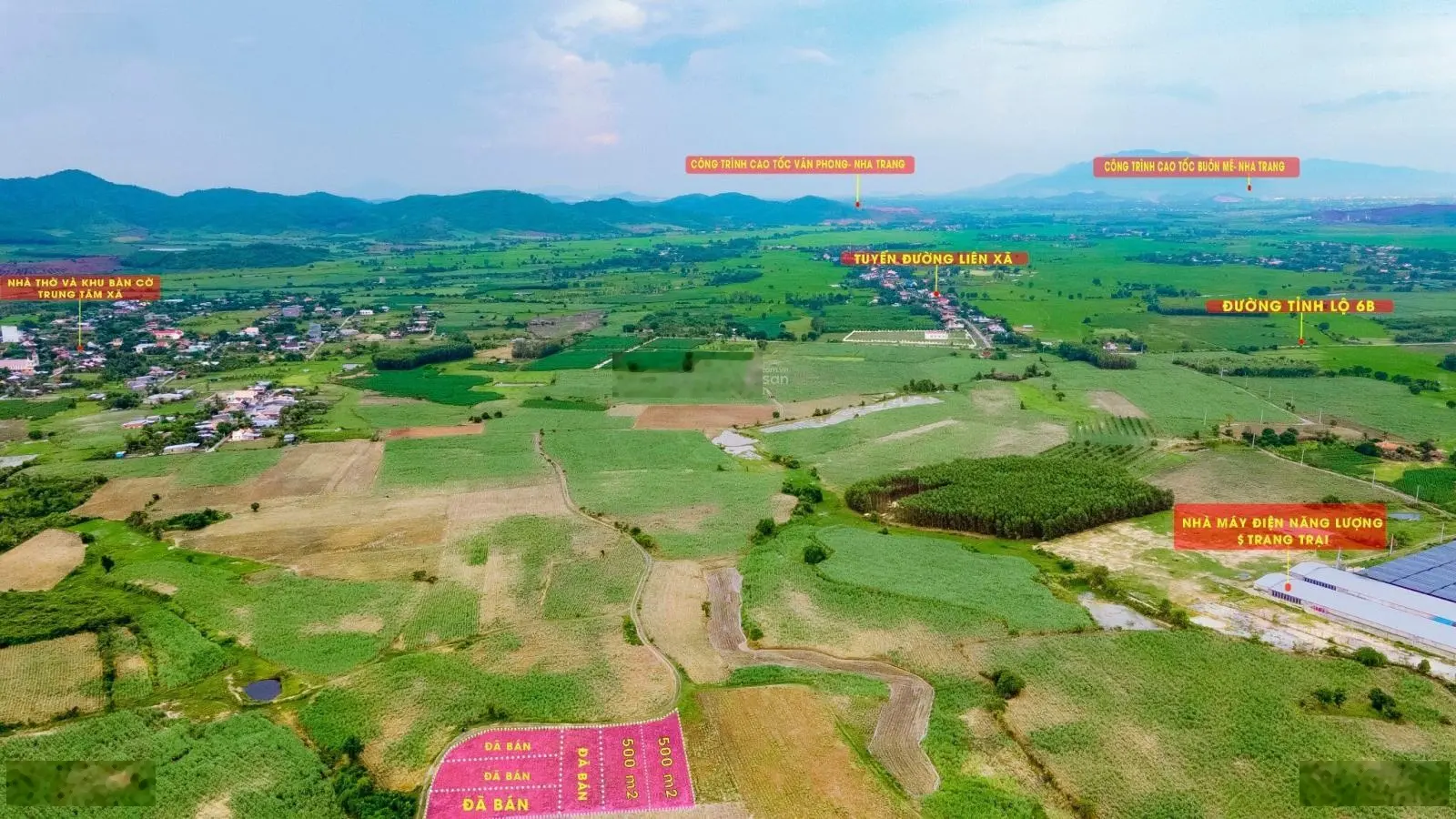 Ninh Hoà - diện tích 500m2, ngang 11m gần sát dân cư, đường ô tô, giao cao tốc chưa tới 3km. Sổ sẵn