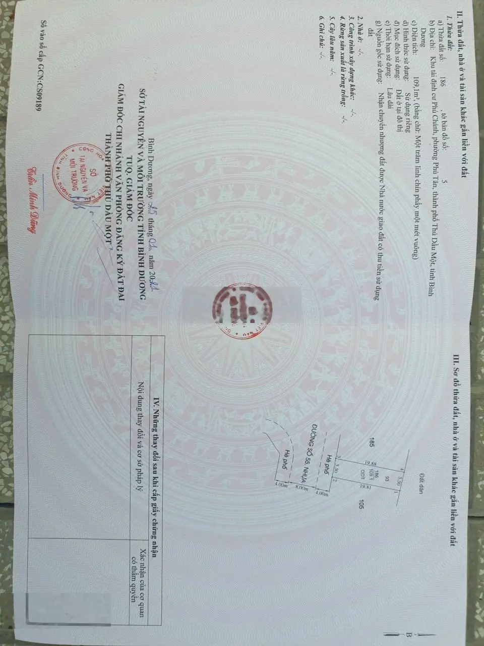 Nhà khu TĐC PHÚ CHÁNH PHÚ TÂN THỦ DẦU MỘT BÌNH DƯƠNG. Dt 5,5x20.3 phòng ngủ