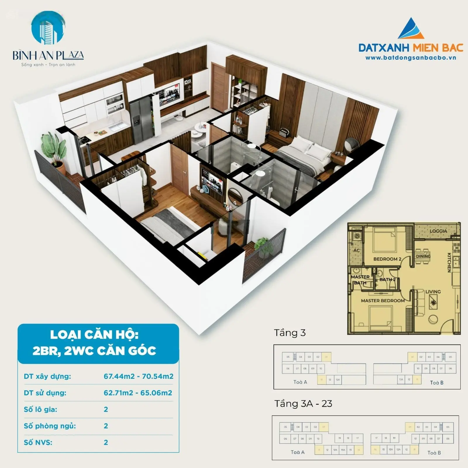 Mở bán căn góc hướng Đông Nam, toà A - chung cư Bình An Plaza