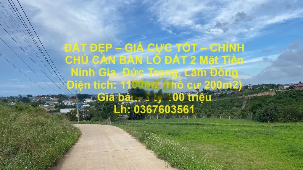 CHÍNH CHỦ CẦN BÁN LÔ ĐẤT 2 Mặt Tiền Ninh Gia, Đức Trọng, Lâm Đồng