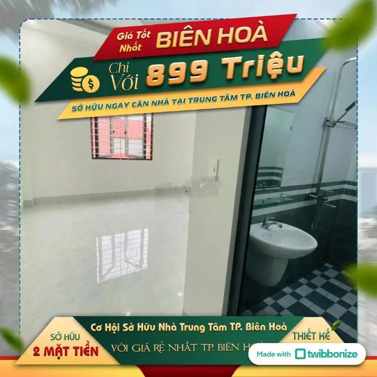 Chỉ cần 899 tr để sở hữu căn nhà 1 trệt 1 lầu gần Cầu Đồng Nai