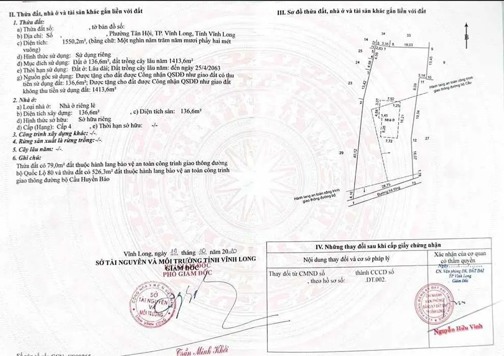 Chính chủ bán nhà và đất tại phường Tân Hội, TP. Vĩnh Long