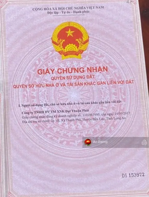 Chính chủ ngộp ngân hàng bán lại lô đất ngay UBND Thanh Phú như hình 5x20 giá chỉ 1 tỷ 8 trăm TL