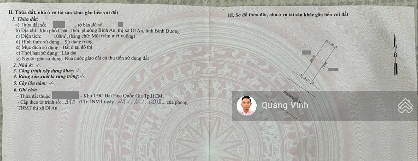 Đất tái định cư Châu Thới gần làng đại học Quốc gia HCM, xây tự do, 1657 Bình An, Dĩ An, Bình Dương