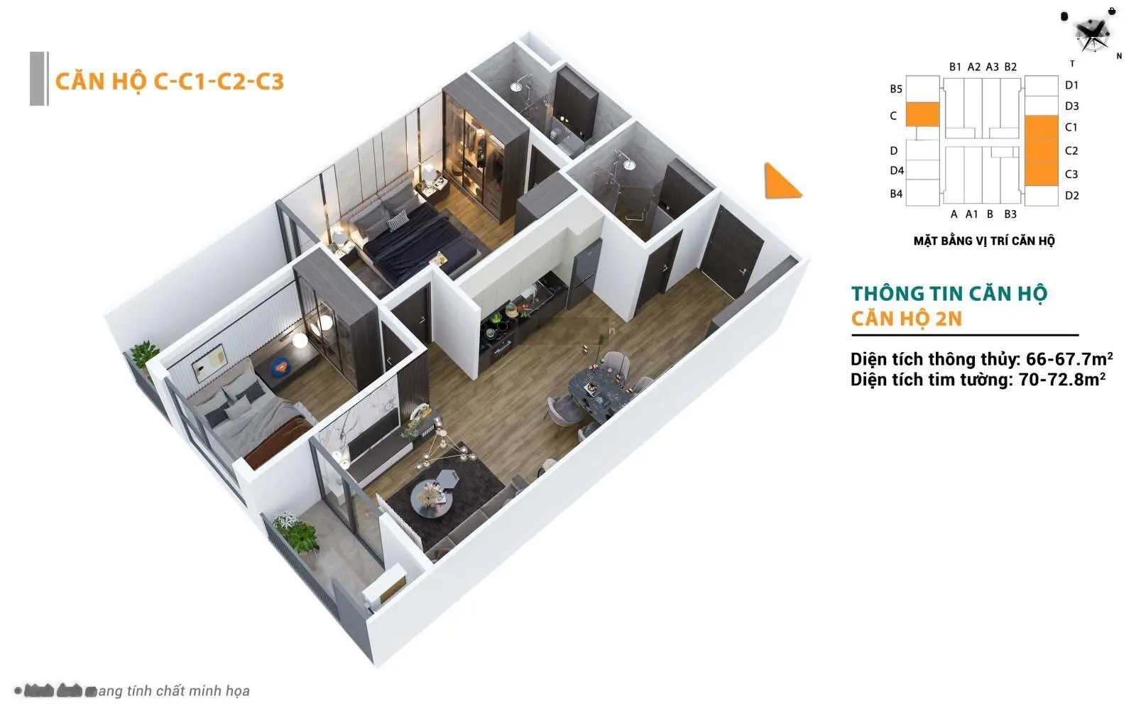Bán căn hộ 2PN 66m2 Chung Cư Lotus Bắc Giang 1.960 tỷ. Lh 0902 174 ***