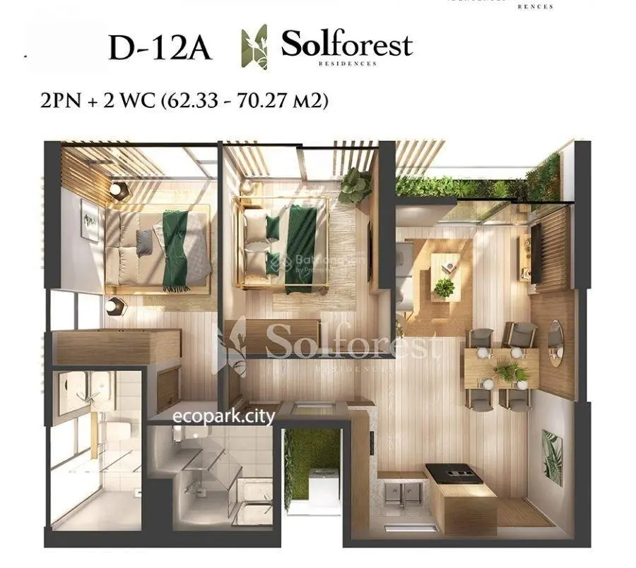 bán 2n2wc solforest nhà nguyên bản mới, view khu cư dân ngoài, giá bán 2,960tr bao phí