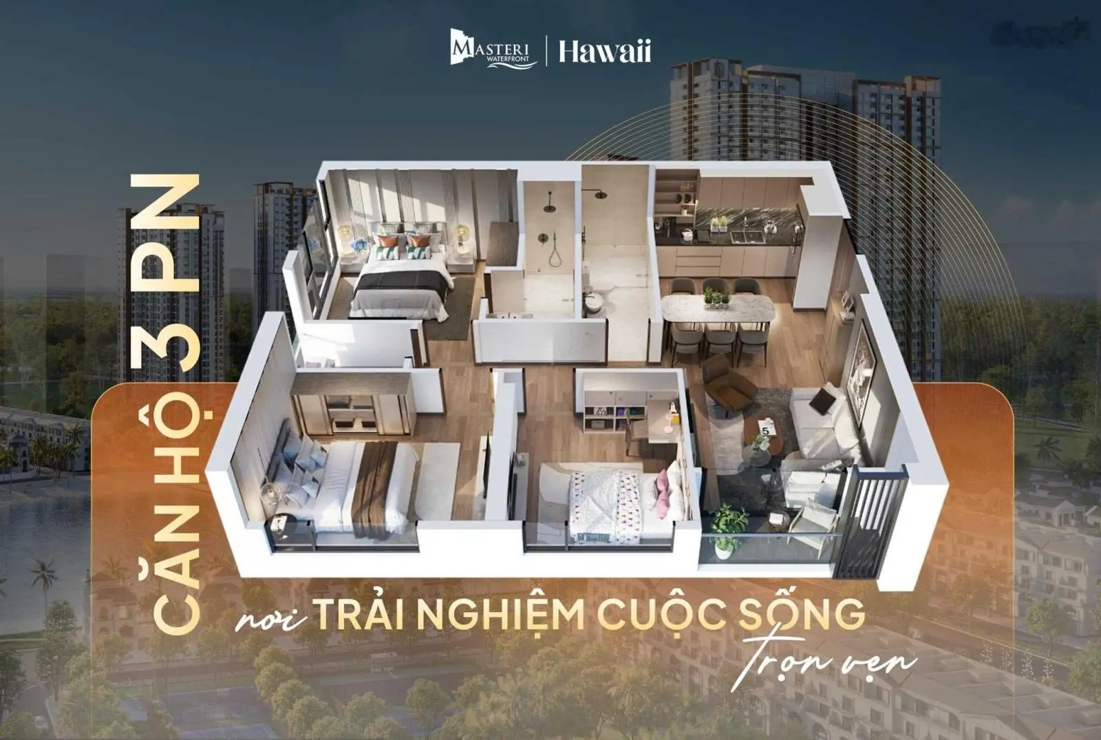 Bán căn 3PN 79,8m2 tầng cao view hồ Ngọc Trai - Masteri WaterFront
