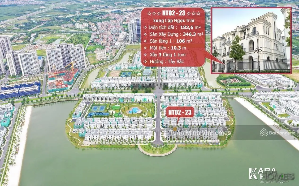 Căn biệt thự song lập Ngọc Trai - NT02, 183m2, hỗ trợ Vay 70%, lãi suất 6,5% trong 2 năm đầu