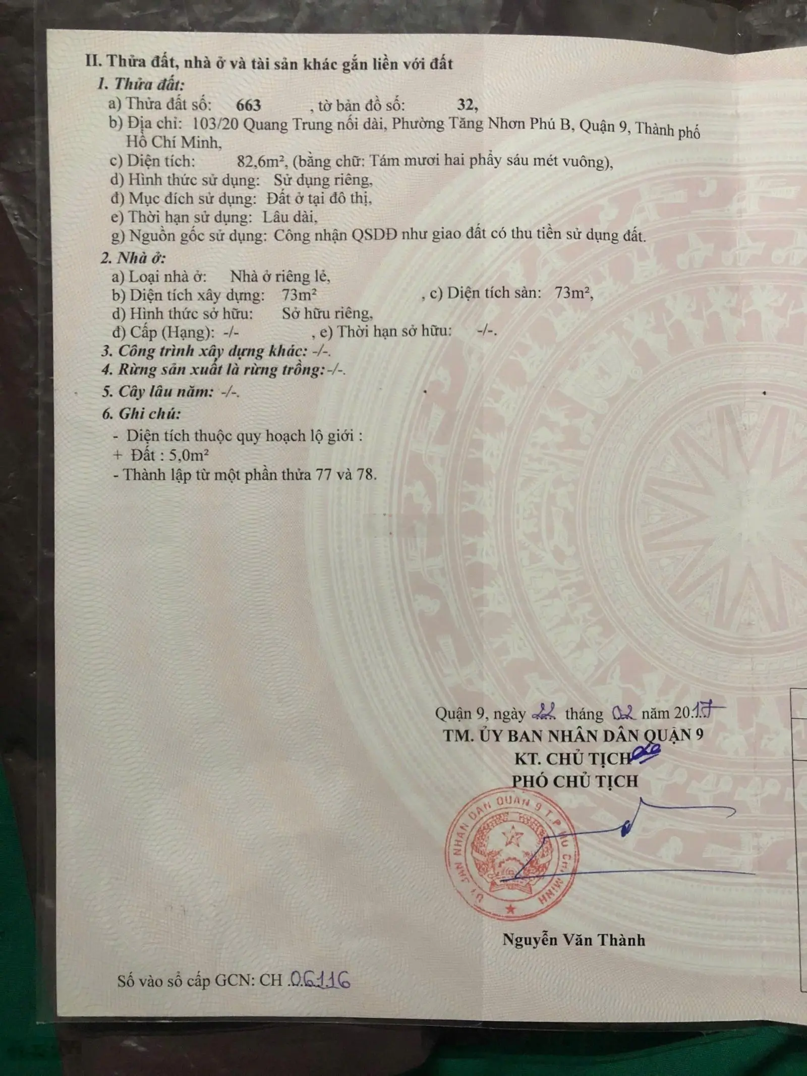 Bán NR 88m2, 5,3 tỷ tại Quang Trung, Tăng Nhơn Phú B, Q9, TP.HCM - hàng hot