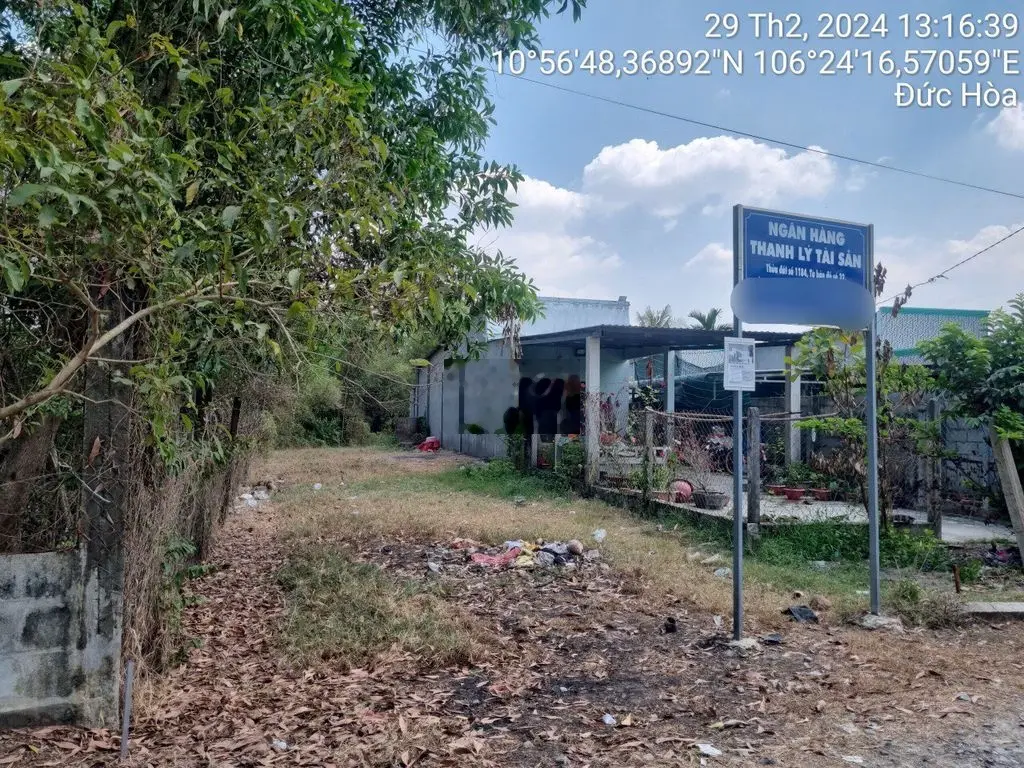 Ngân hàng thanh lý đất full thổ cư xã Tân Mỹ, Đức Hòa