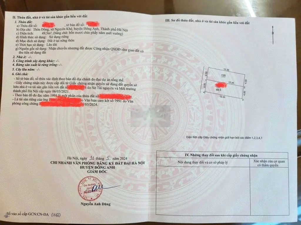 B.á.n đất đường võ nguyên giáp, nguyên khê 49.5m2, mt 4m