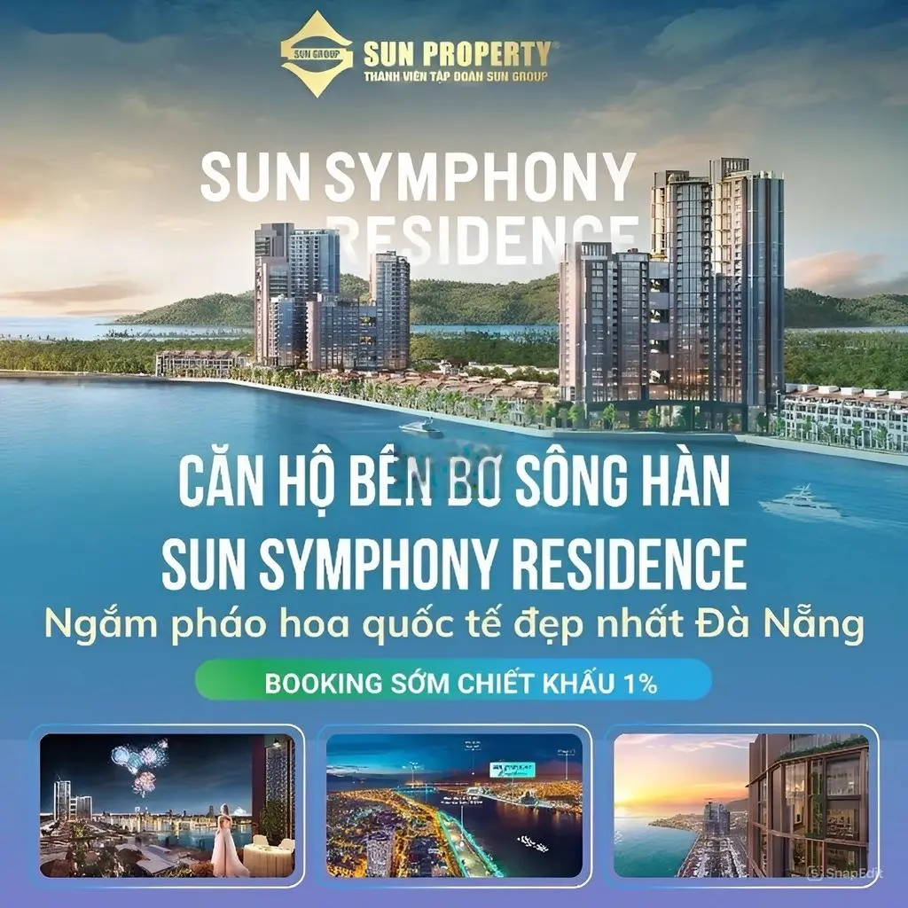 50tr/ booking S3 Sun Symphony ck 1% - căn hộ vip nhất ĐN của Sun Group