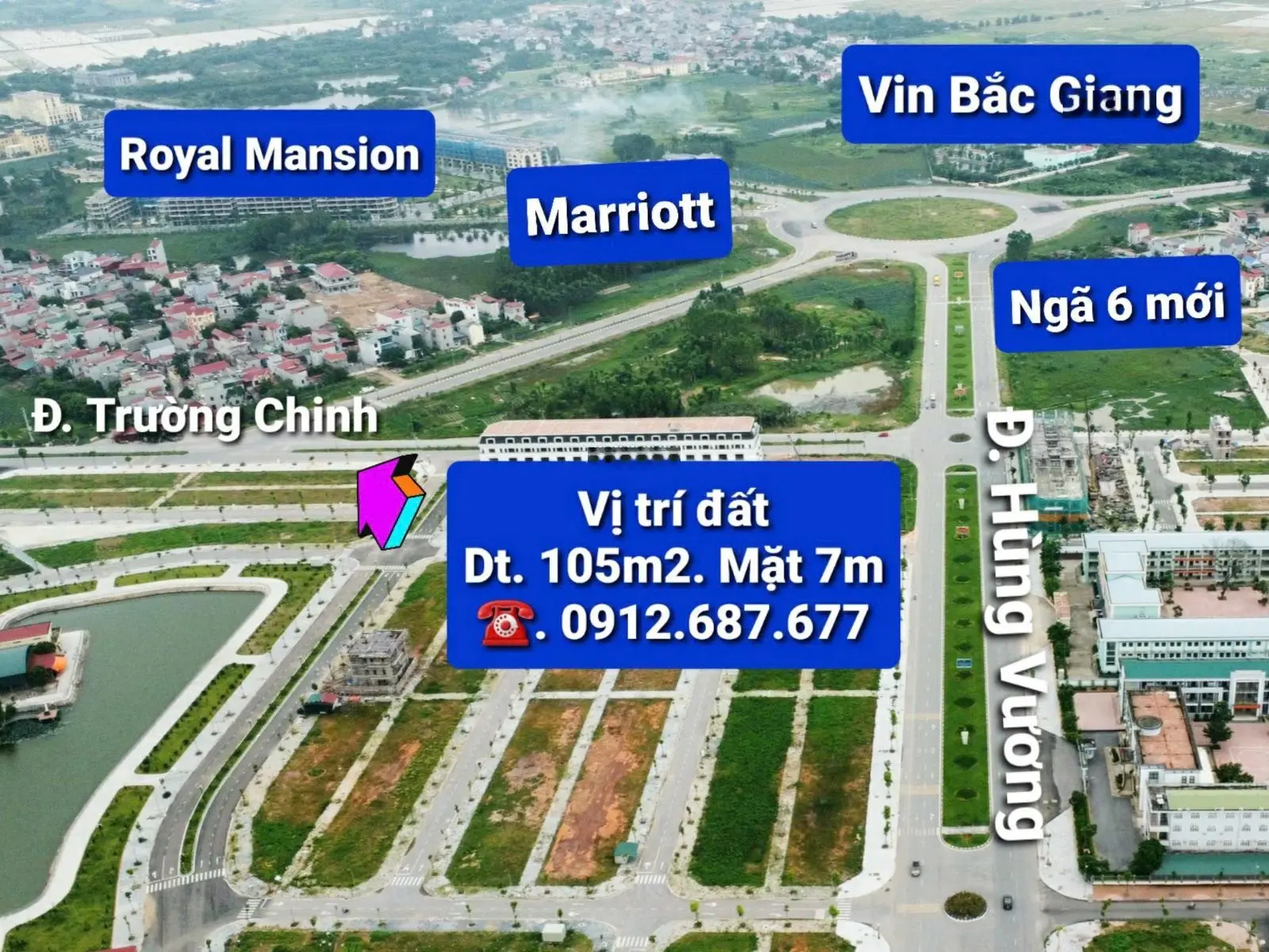 Chuyển nhượng đất nền cạnh ngã 6 Bắc Giang. Mặt đại lộ Trường Chinh rộng 42m