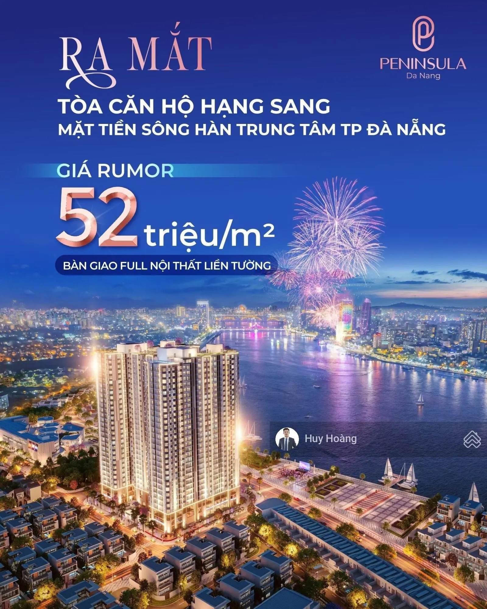 Bán căn hộ 2PN tầng 23 view tuyệt đẹp hướng ra trực diện sông Hàn, sổ hồng vĩnh viễn, giá 3,x tỷ