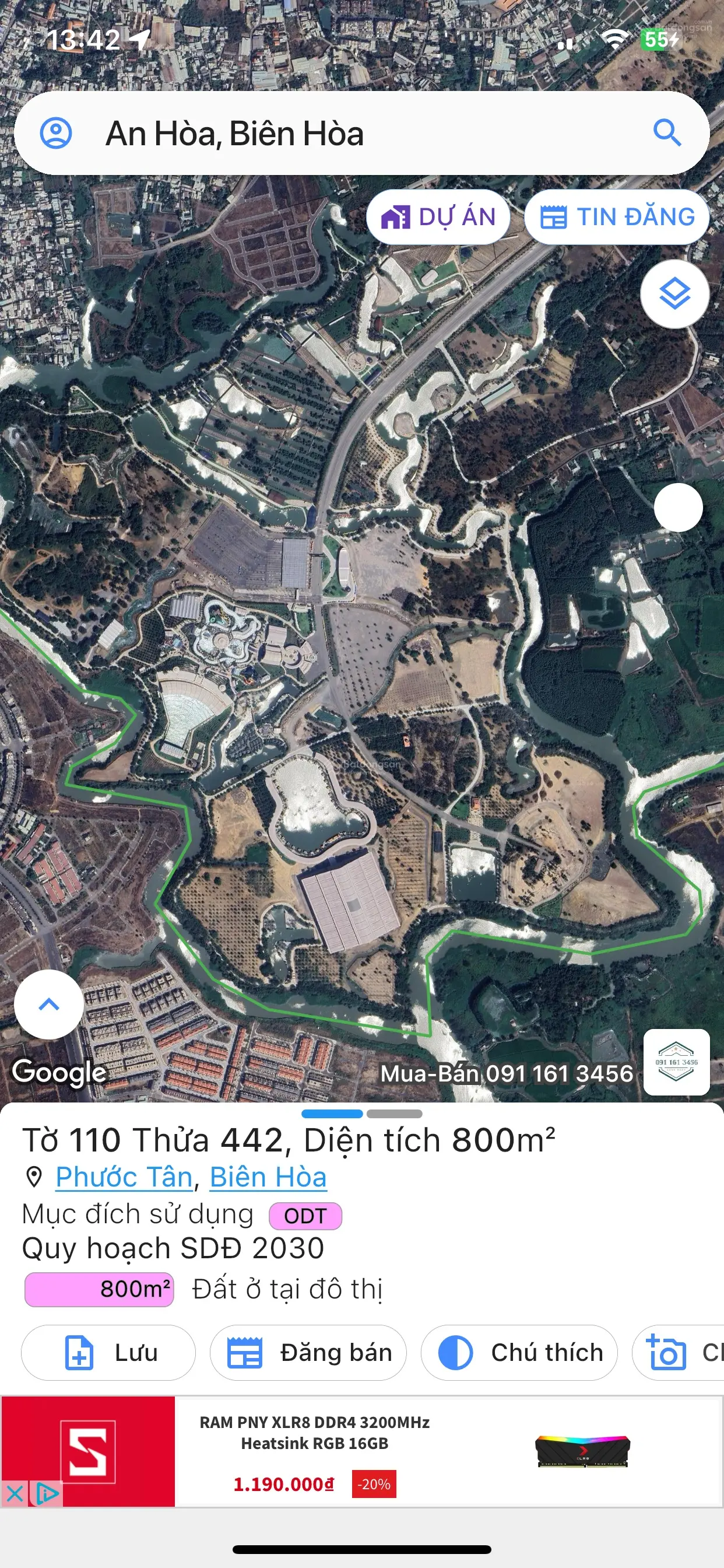 Chính chủ cần bán nhanh nền đất Dinh Thự 800m2 trong dự án Biên Hoà New city, sân golf Long Thành