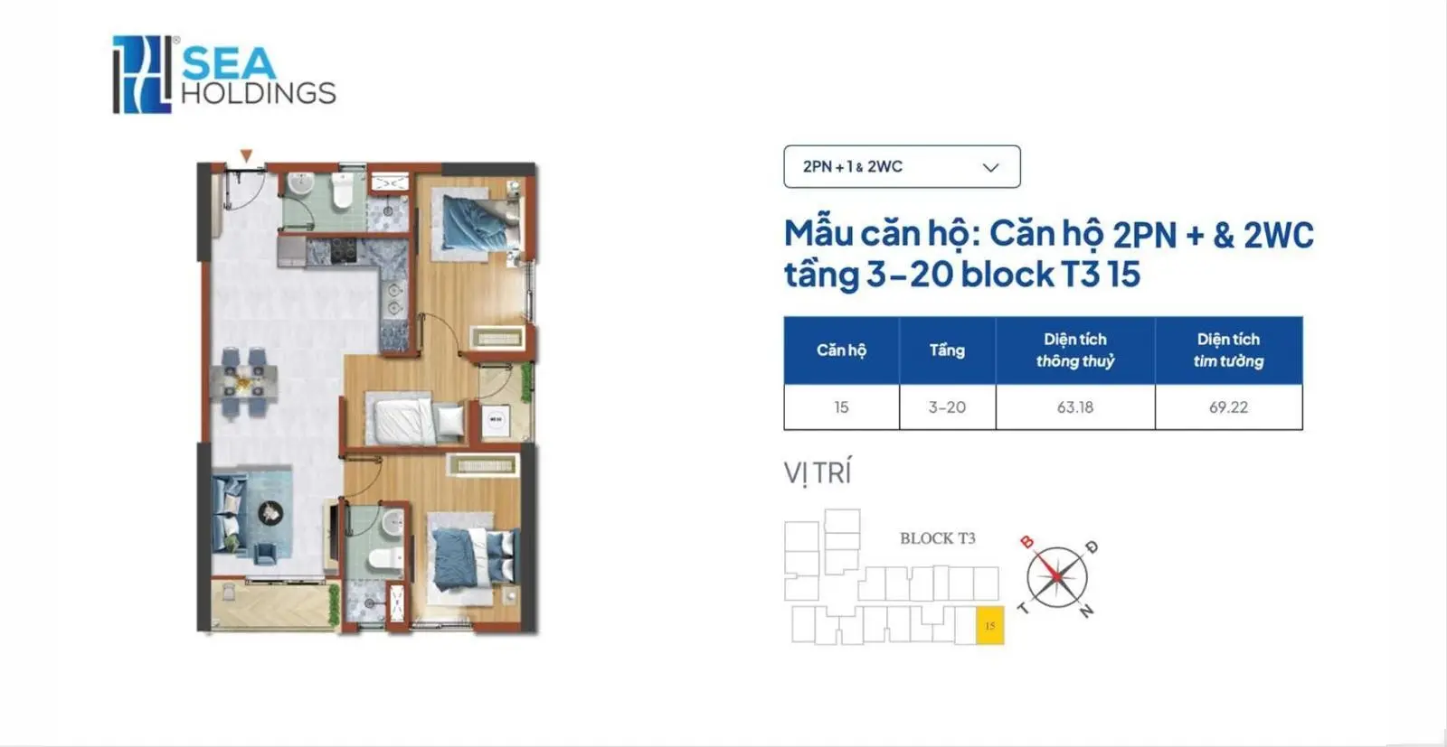 Căn hộ 63m2 Destino Centro giá thấp nhưng chất lượng sống phải cao. Chỉ từ 900 triệu/căn
