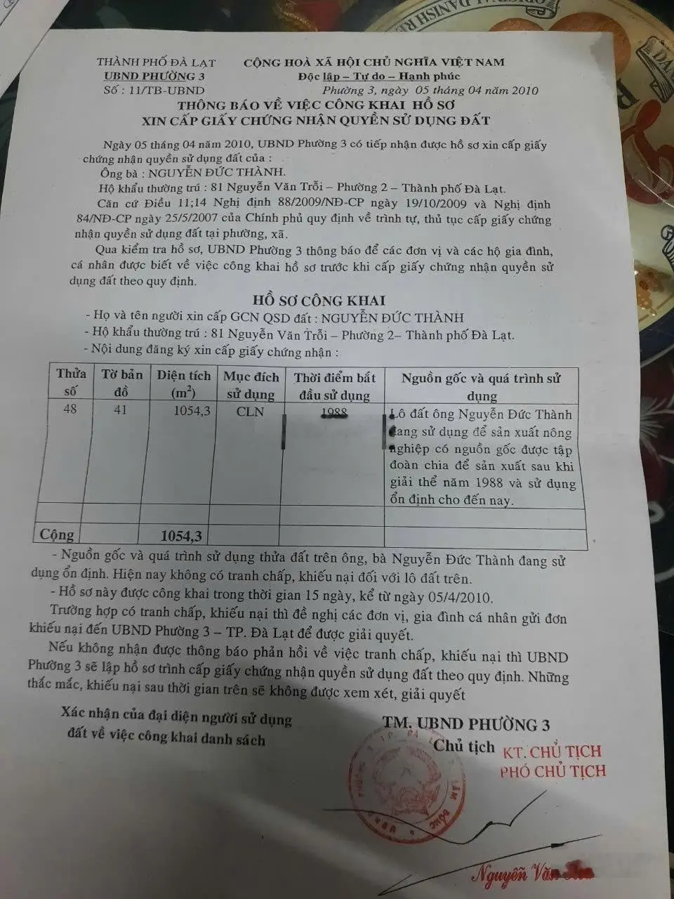 Bán lô 1054.3m2 phường 3 - Đà Lạt khu vực trung tâm di chuyển thuận tiện phù hợp đầu tư