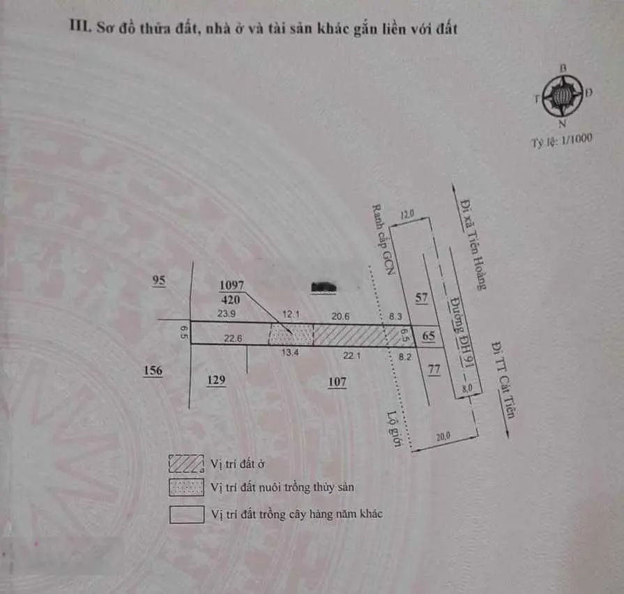 Chính chủ ngợp tiền bán gấp lô đất thổ cư 420m2 cạnh trường học Cát Tiên giá 890tr