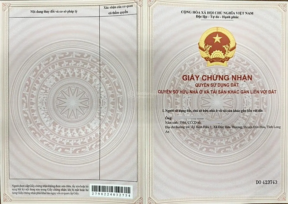Bán lô đất Đức Hòa Đông, Đức Hòa, Long An. DT 5x25m Giá 1 tỷ 5 thương lượng