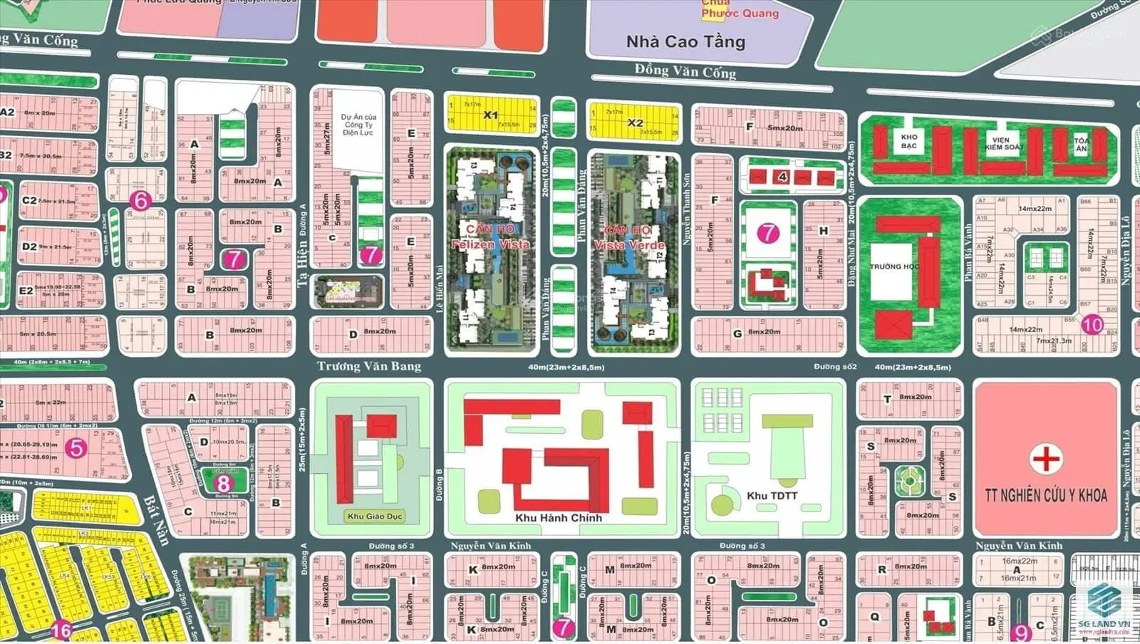 Bán đất khu Huy Hoàng, ngay khu lõi trung tâm dự án; 110m (5m x 22m), ngay khu TTTM Vista Verde