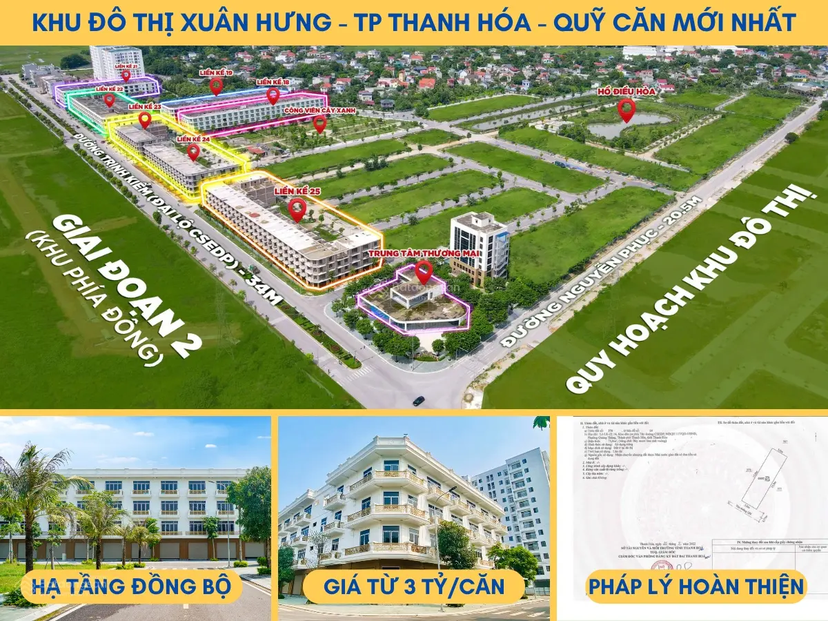 Hơn 3 tỷ sở hữu ngay nhà liền kề 4 tầng tại KĐT Xuân Hưng, TP Thanh Hóa