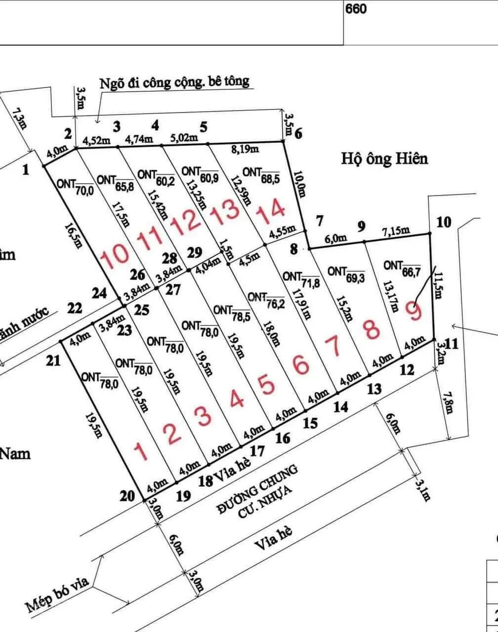 CỰC HIẾM LÔ ĐẤT CC Lương Quán- Nam Sơn Diện tích: 71,8m2. Ngang: 4m giá 1,99 tỷ