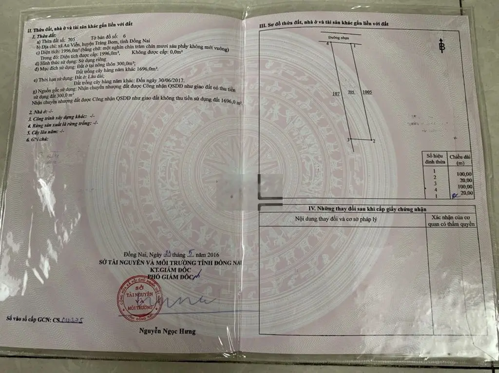 Bán đất An Viễn 20x100m, 300m thổ, phủ hồng, ngay ngã 3 Giang Điền