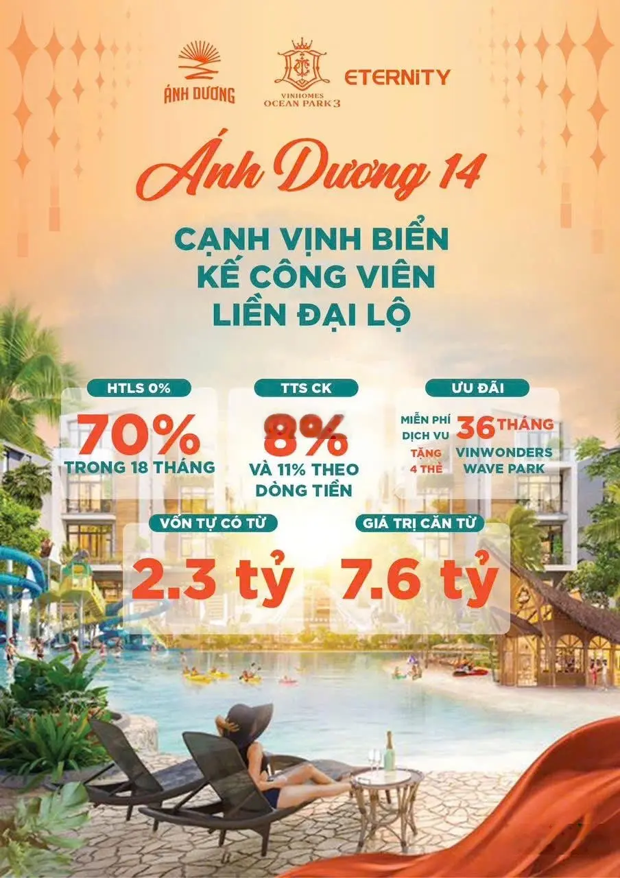 Chỉ tử 2,3 tỷ sở hữu ngay liền kề Ánh Dương Vinhomes Ocean Park 3