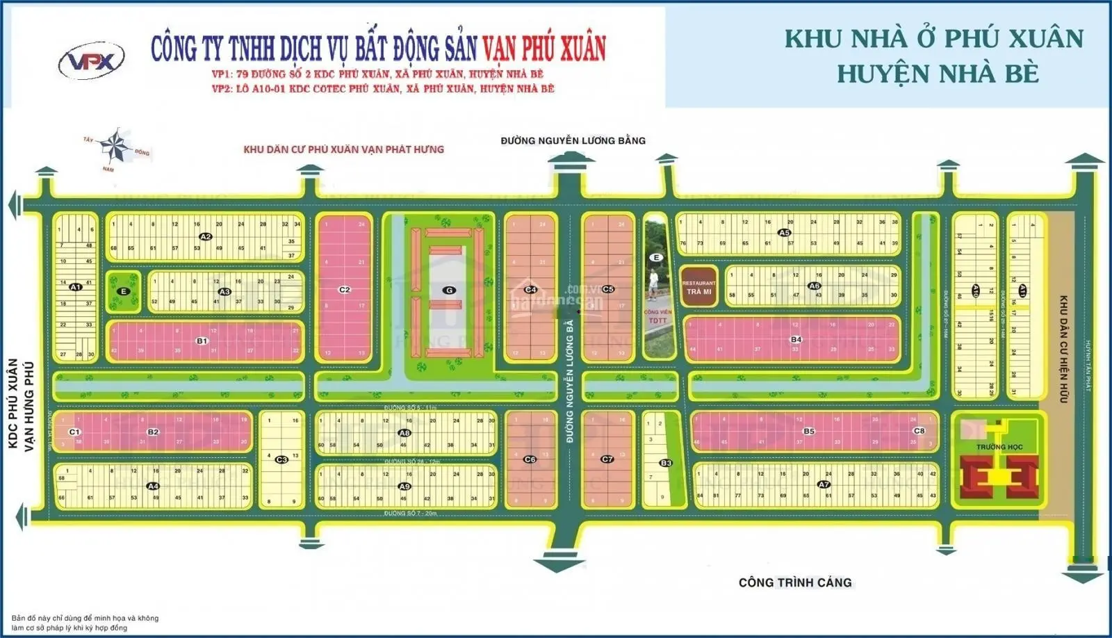 Bán đất nền MT đường số 2 20m KDC Phú Xuân Vạn Phát Hưng DT: 144m2, giá 52.5tr/m2 0934 179 ***