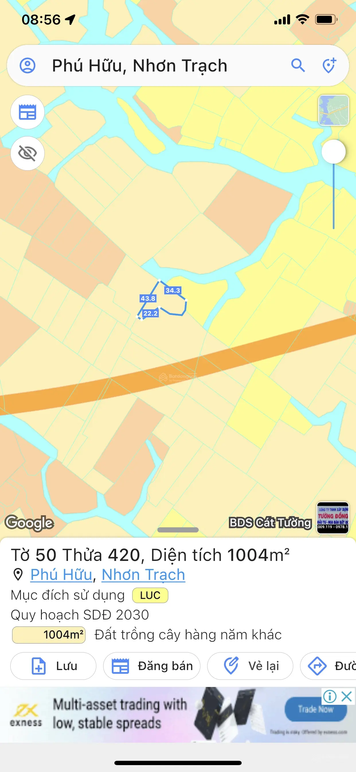 Bán 3.753m có 300m thổ giá trọn 10 tỷ vị trí ngay kdc thành hoà X Phú Hữu Nhơn Trạch Đồng Nai