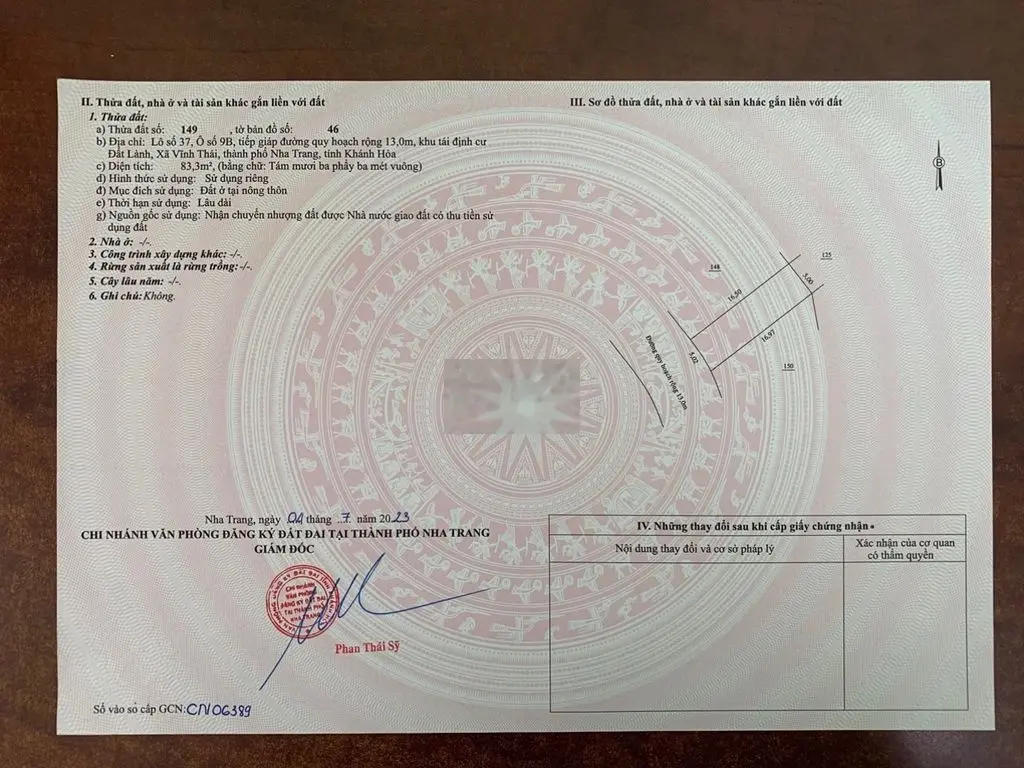 Bán đất khu tái định cư Đất Lành, Vĩnh Thái, Nha Trang.