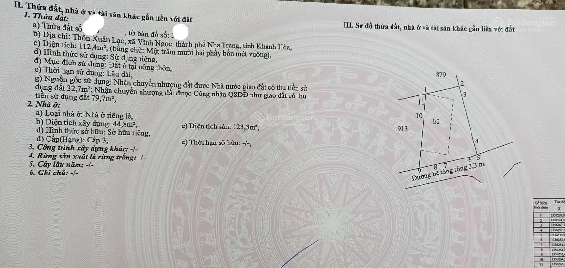 Bán nhà riêng giá 4,05 tỷ VND tại Xã Vĩnh Ngọc, Nha Trang