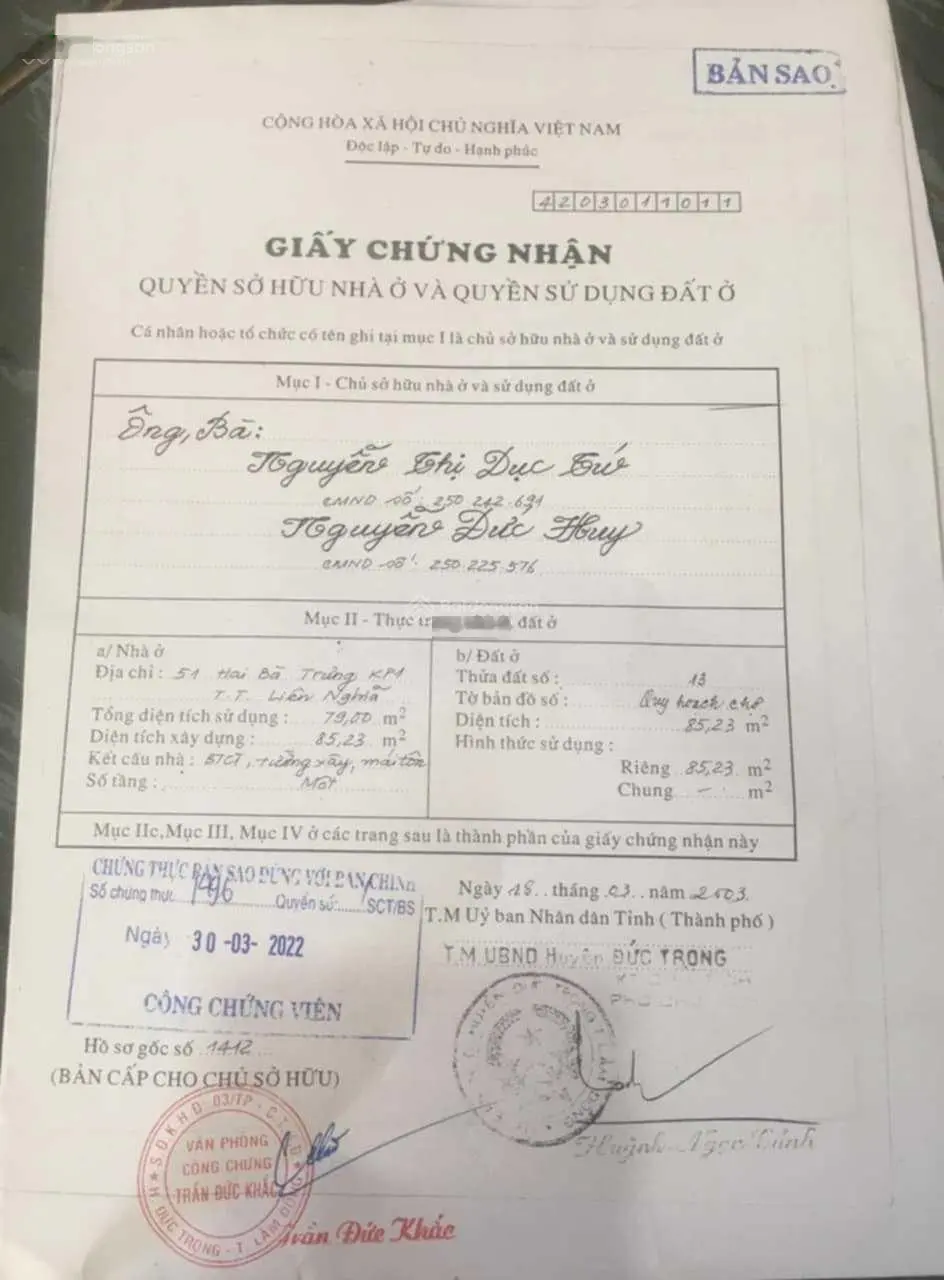 Bán nhà mặt phố chính chủ, nằm ngay trung tâm thị trấn Liên Nghĩa 85m2